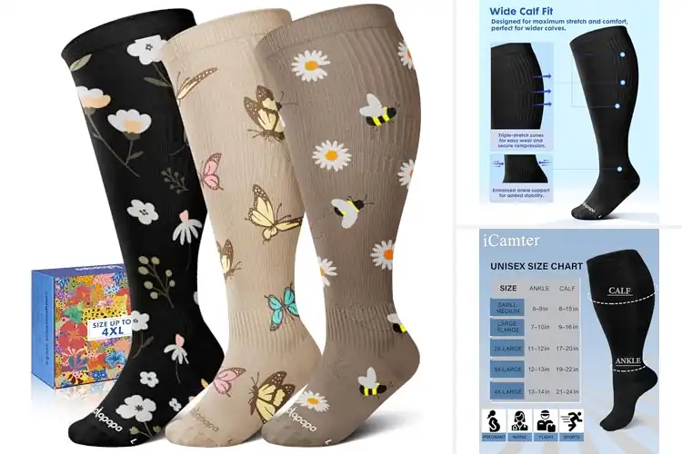 Detailed view of Best Easy On Easy Off Plus Size Calf Compression Socks