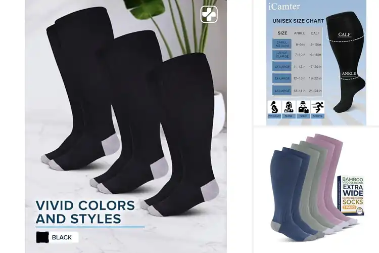 Detailed view of Best Moisture Wicking Plus Size Compression Socks