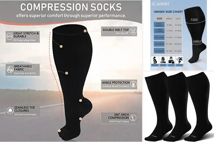 Detailed view of Best Plus Size Calf Compression Socks For Women And Men