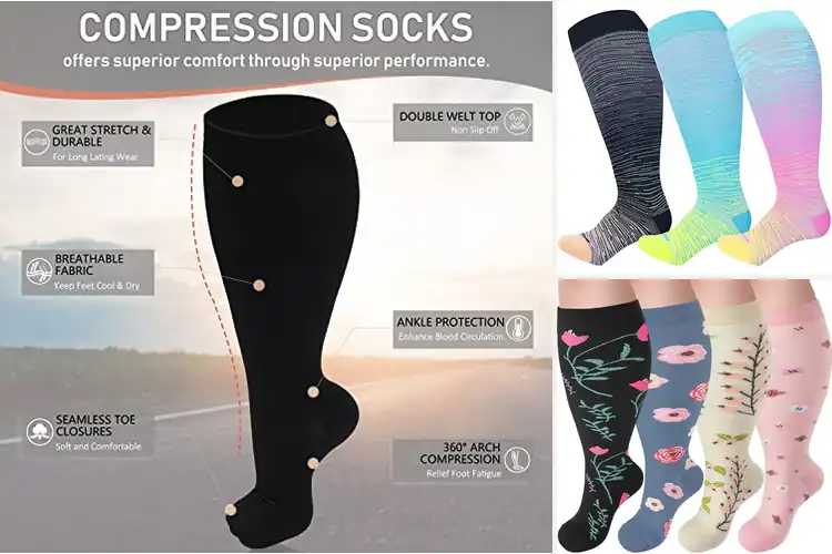 Detailed view of Best Plus Size Calves Compression Socks