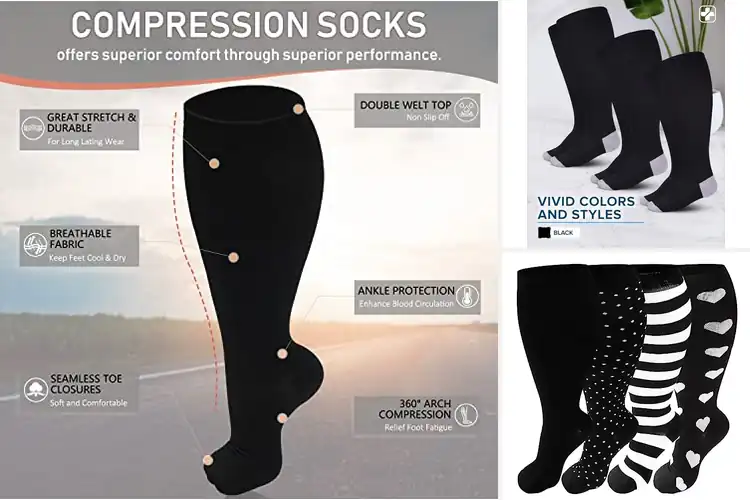 Detailed view of Best Plus Size Knee High Compression Socks