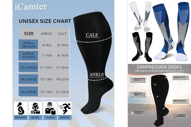 Detailed view of Best Sports Performance Plus Size Compression Socks