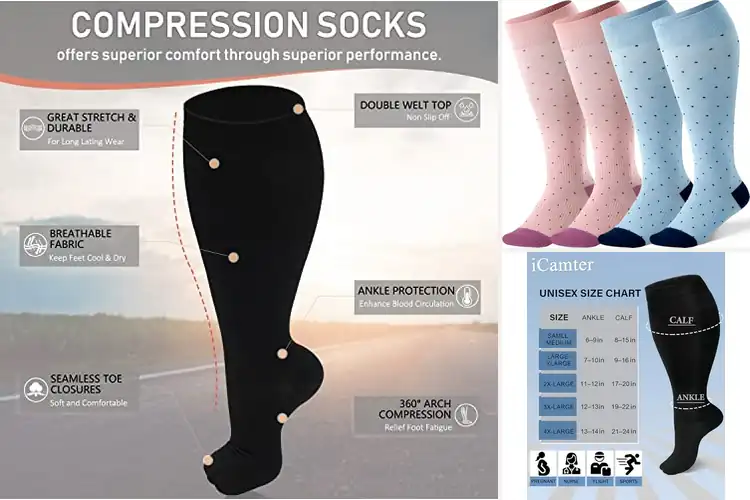 Detailed view of Best Travel Friendly Plus Size Calf Compression Socks