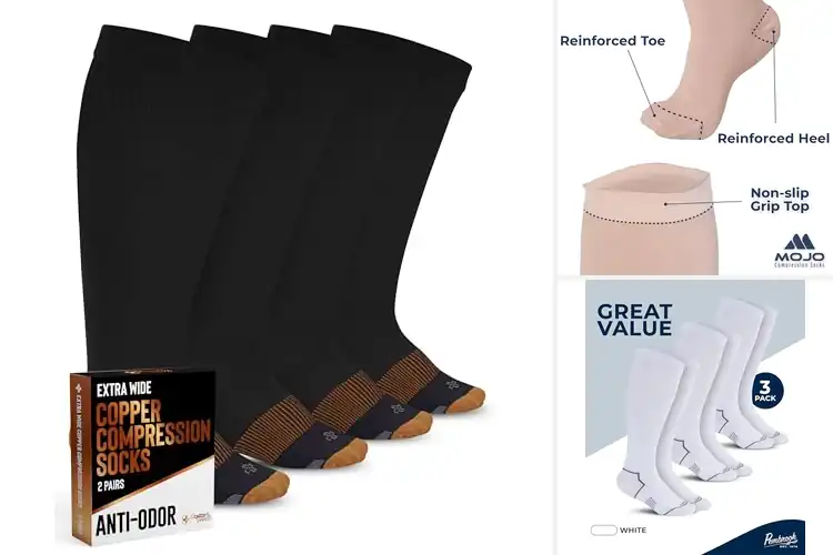 Detailed view of Best Varicose Vein Relief Plus Size Calf Socks