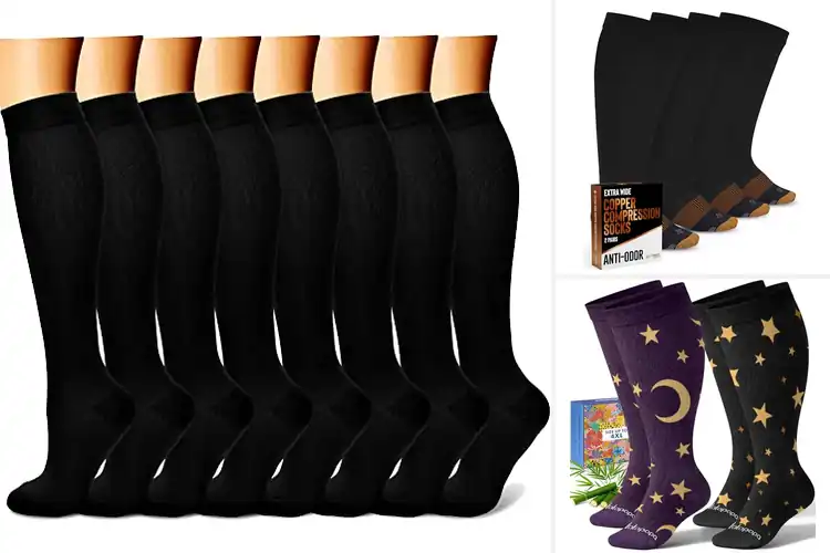 Detailed view of Best Wide Calf Compression Socks: Relief & Comfort